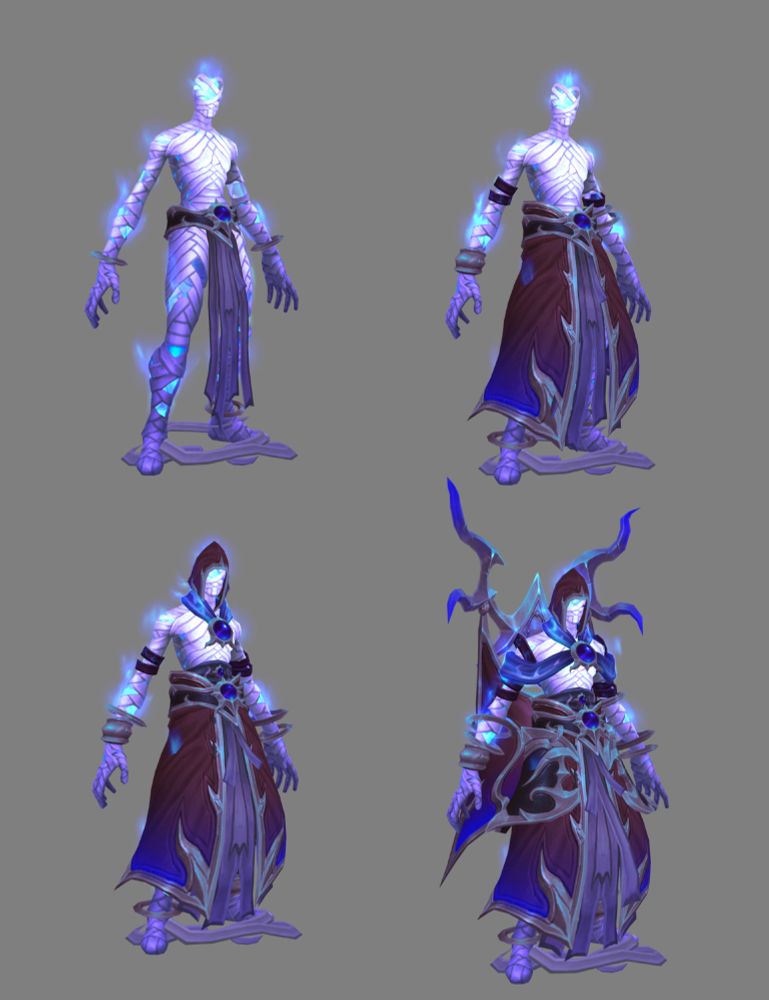 models of ethereals with different levels of armor geoset meshes