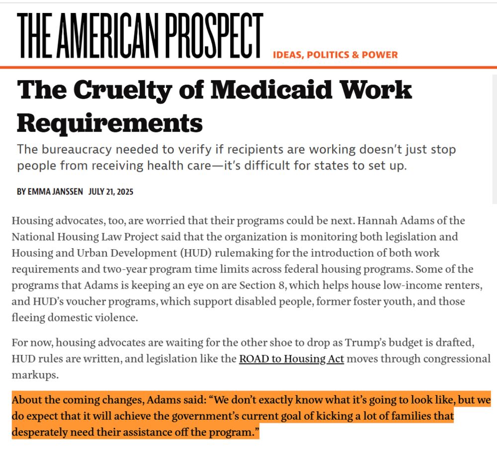 Graphic with text reading: About the coming changes, Adams said: “We don’t exactly know what it’s going to look like, but we do expect that it will achieve the government’s current goal of kicking a lot of families that desperately need their assistance off the program.”
