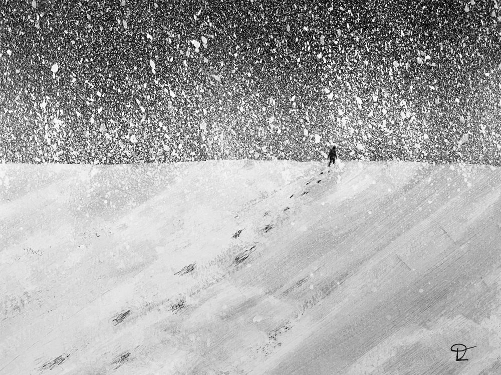 Walking in snow illustration