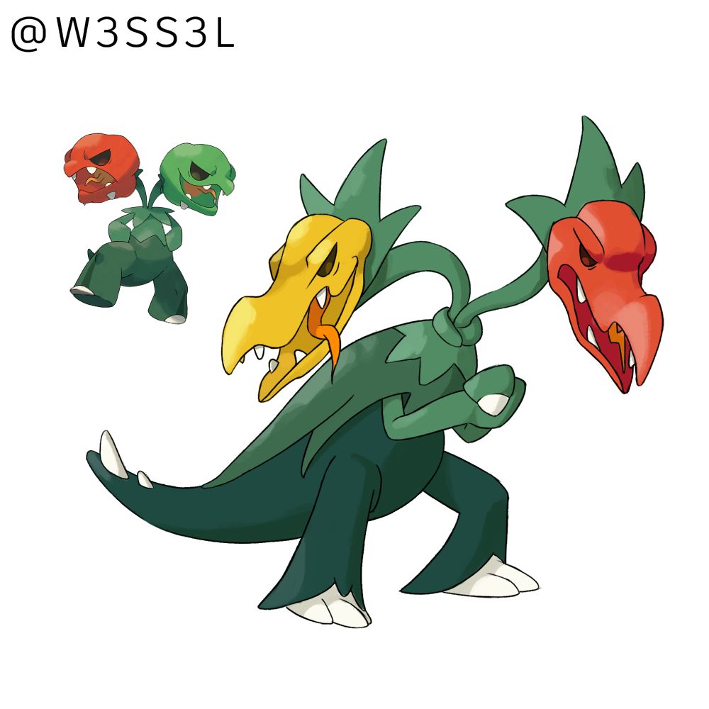 A redesign of scovillain, turning the pepper heads into longer, more crocodilian looking peppers, with them being yellow and red instead of red and green.