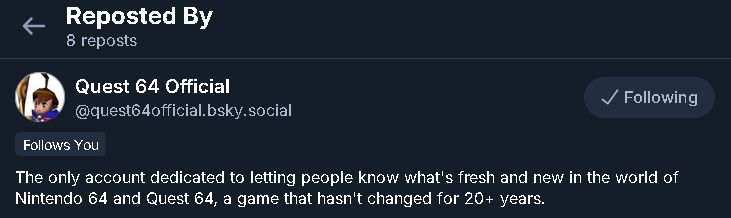Quest 64 Official reposted my post
