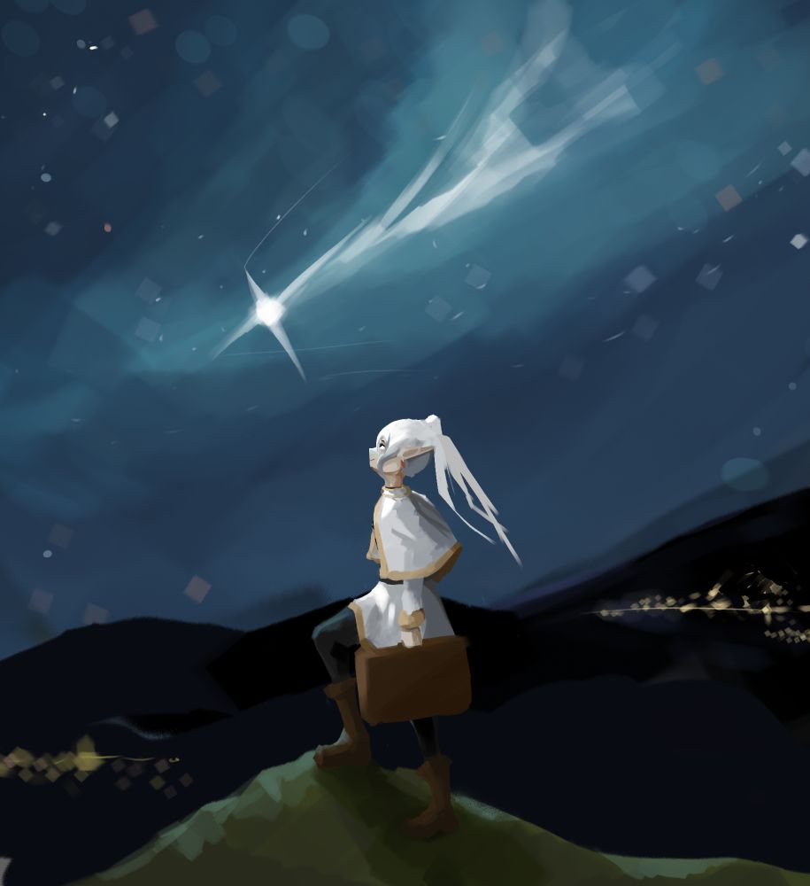 Frieren looking at the sky