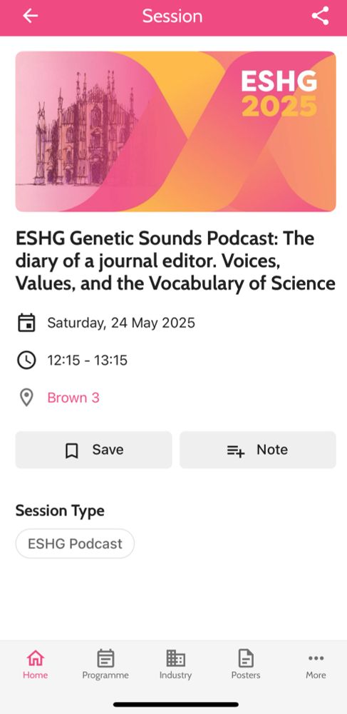 Screen shot of the conference app showing the details of the podcast Im participating in today - it’s at 12:15 in Brown 3