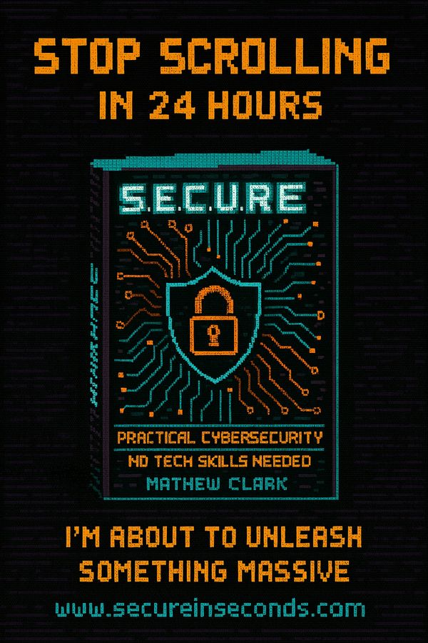 a pixel art image of the books cover with a call to action to sign up to secureinseconds.com