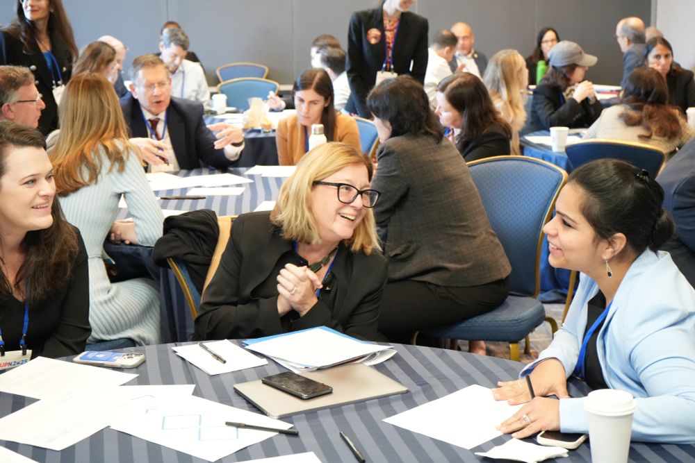 #AUPN2025 Session attendees talking at tables. 