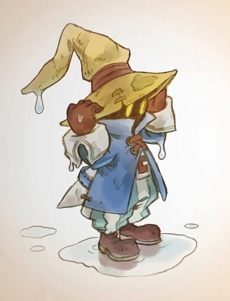 Vivi de Final Fantasy 9 tout mouillé après avoir pris la pluie