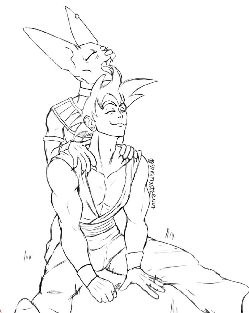 beerus grooming goku’s hair 