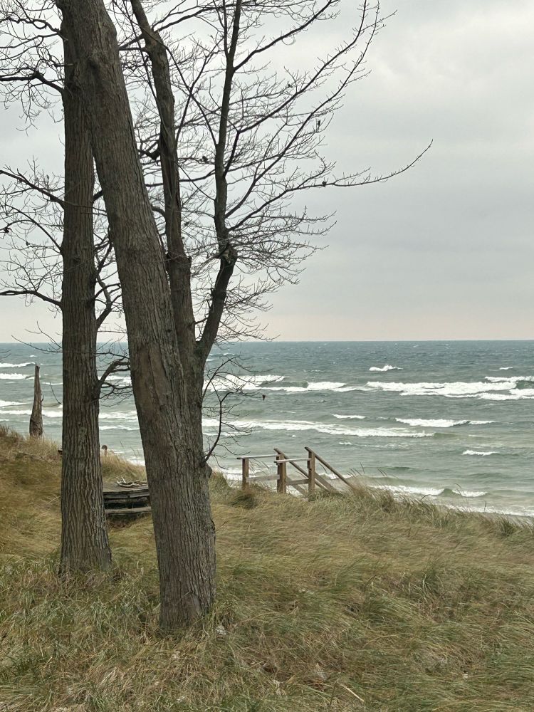 Very strong winds creating whitecaps on Lake Michigan