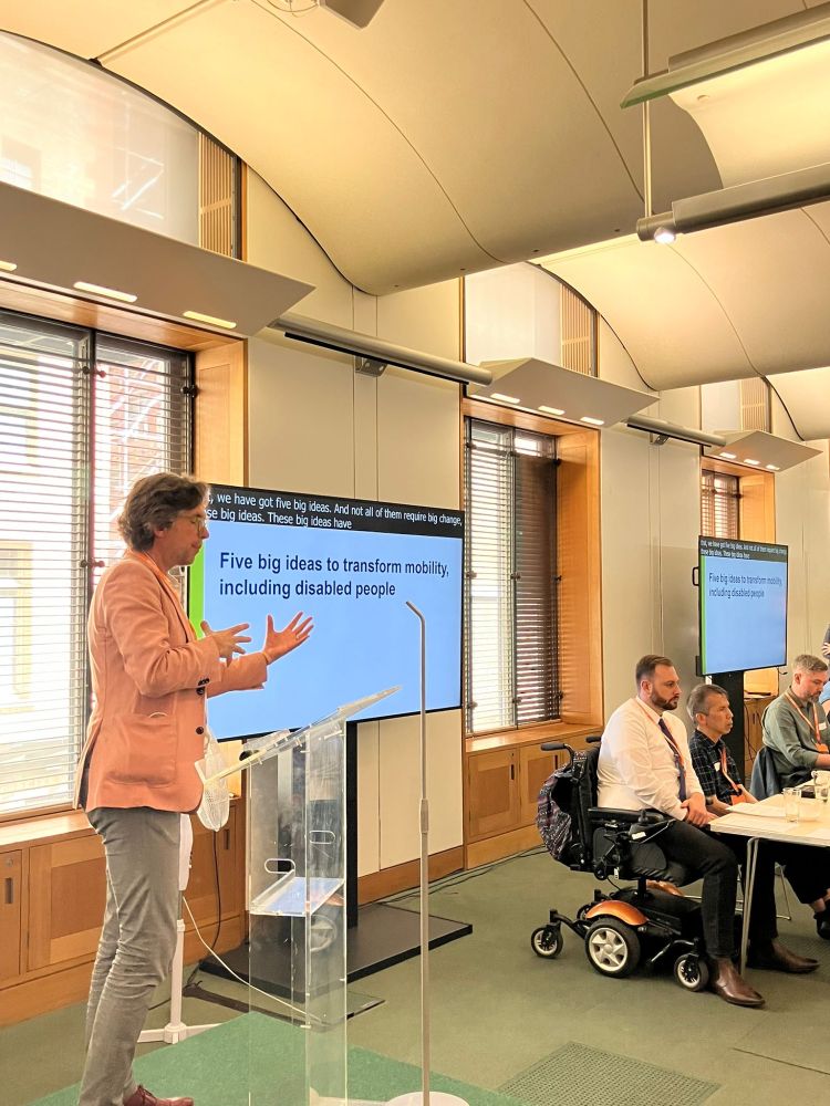 Sustrans CEO Xavier Brice speaking at the launch of the Transforming Mobility report in London on 8th July 2025.