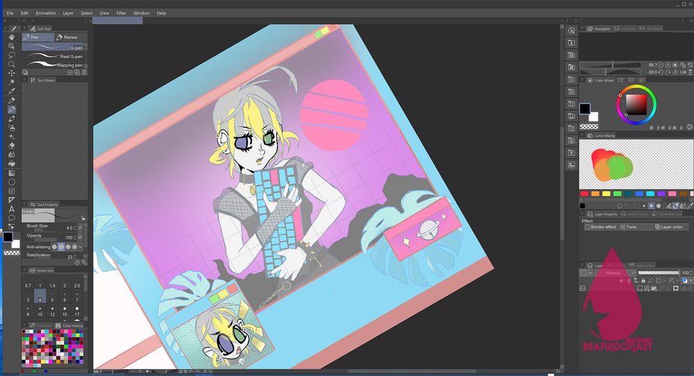 Gin Hoshi, enveloped in vaporwave and fruitiger aesthetics!