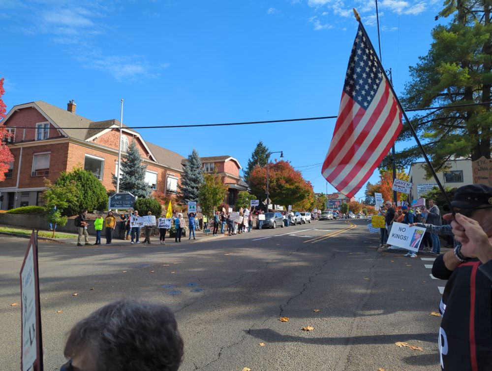 A view of some of the peaceful protesters today.