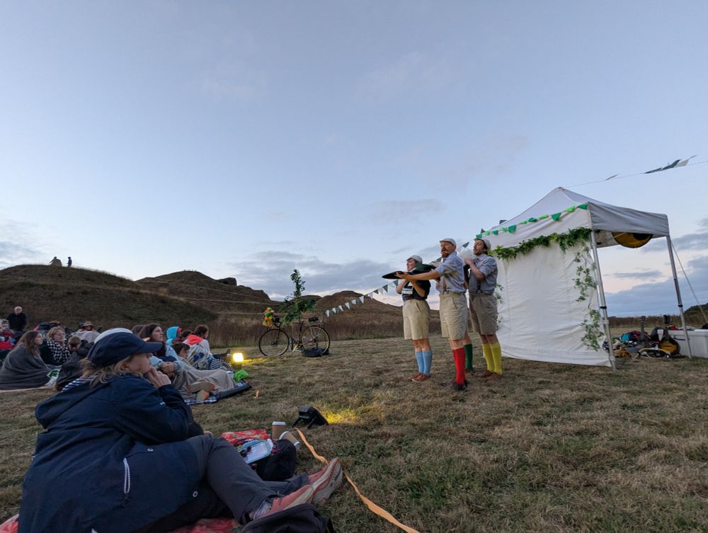 Photo of live performance of Much Ado About Nothing by Handlebards 