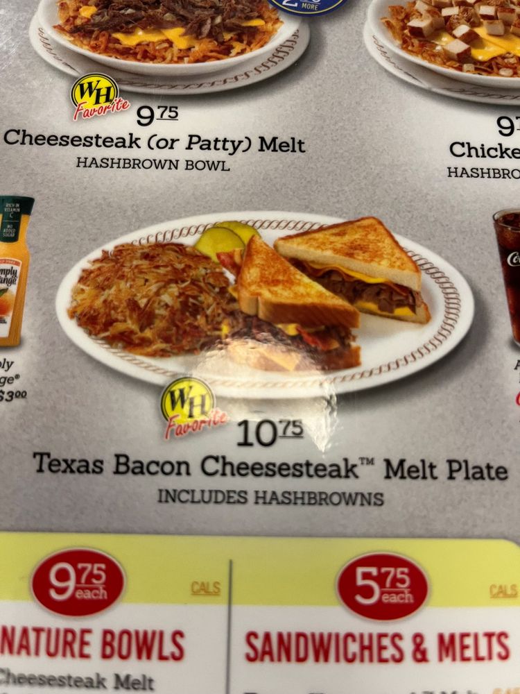 Waffle House cheesesteak sandwich menu 