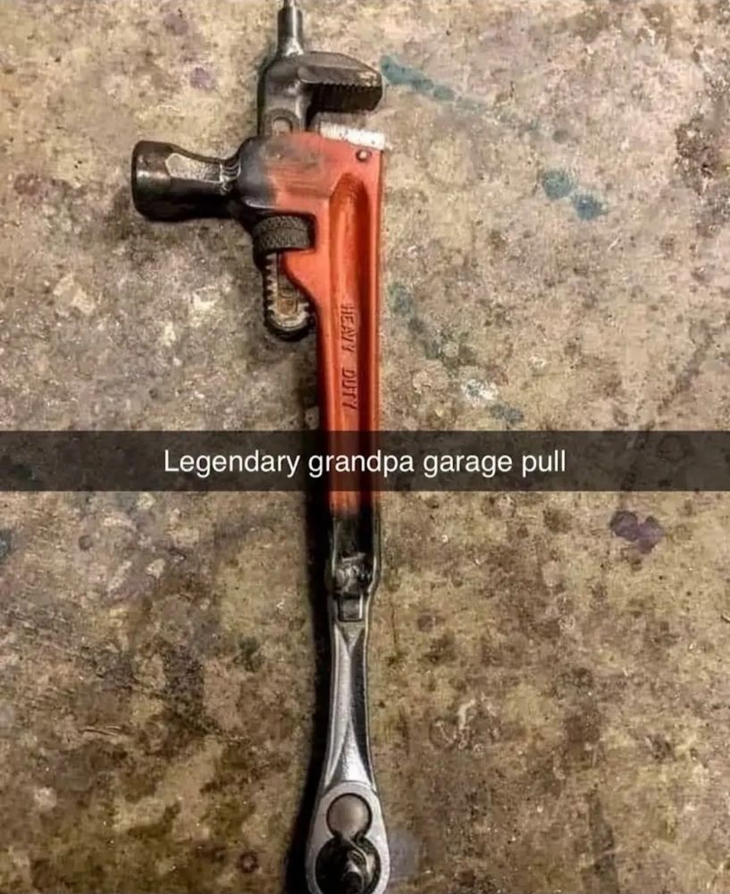 The unholy creation of the tradesmen multitool.
The middle, a money wrench, the left? 
A hammer.
Up top?
A screwdriver.
The bottom? 
A torque wrench.