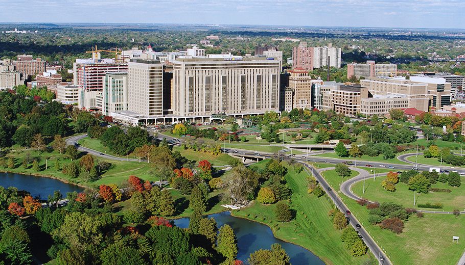 An aerial view of Washington University School of Medicine campus