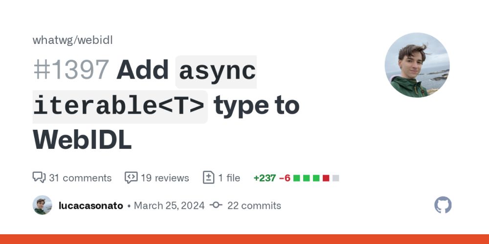 Add `async iterable<T>` type to WebIDL by lucacasonato · Pull Request #1397 · whatwg/webidl