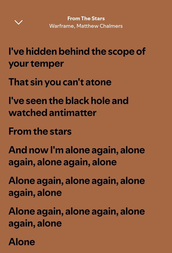 Lyrics from "From The Stars" by Matthew Chalmers 