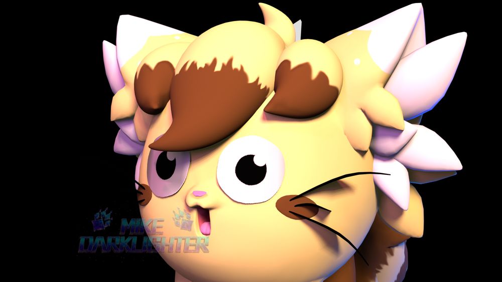 3D render made in Blender of Firby with a silly shocked expression.