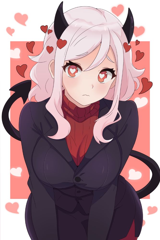 Modeus in a business suit looking at you like the Pleading emoji