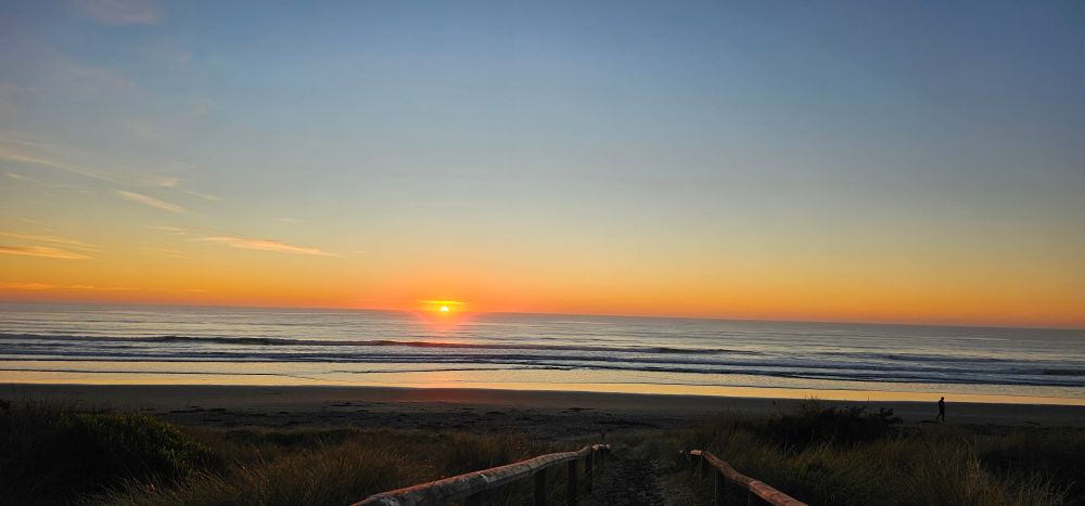 Sunrise on New Brighton Beach, Ōtautahi Christchurch.