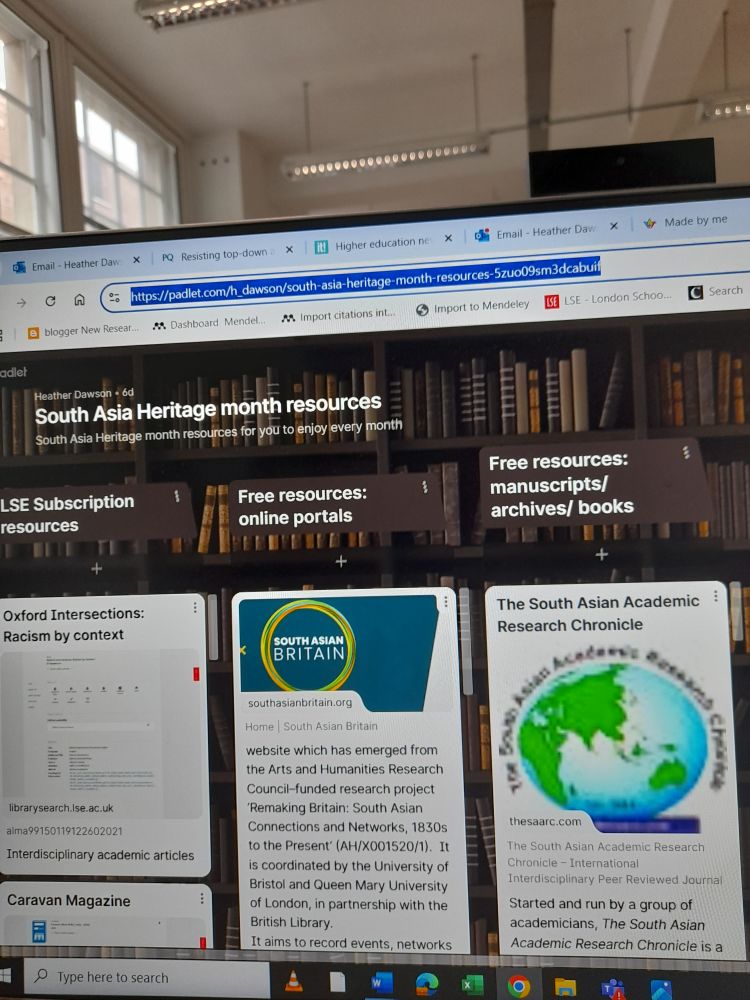 screen shot of padlet of south Indian heritage resources shows links to various websites