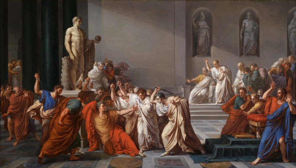 Painting of the Ides of March, Caesar being executed by Roman Senators