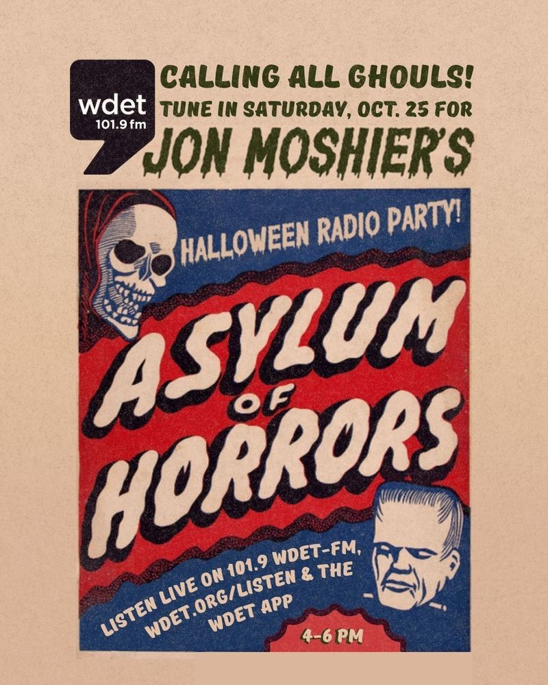 Vintage-style poster for Jon Moshier's Halloween Radio Party on October 25th