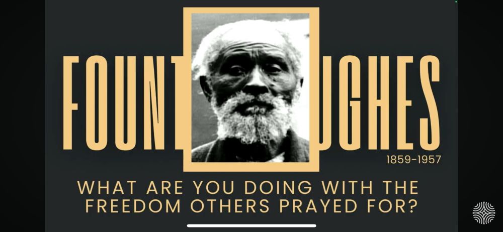 Image of the former slave who asks the question: “What are you doing with the freedoms others prayed for?” Fountain Hughes. 