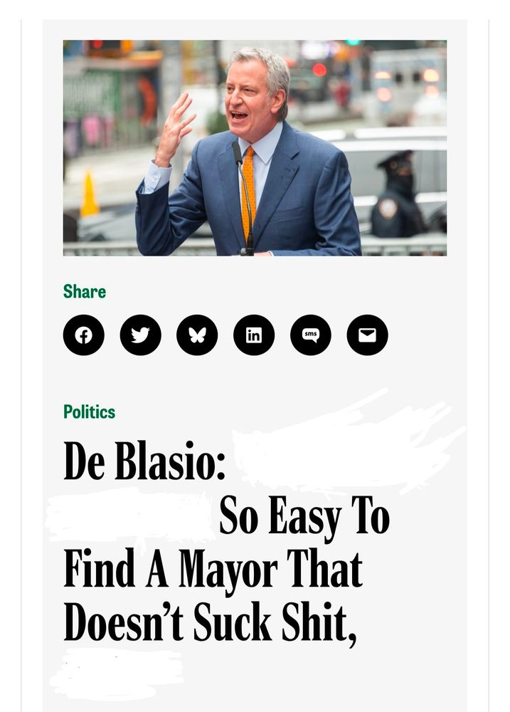 De Blasio: So Easy To Find A Mayor That Doesn't Suck Shit,