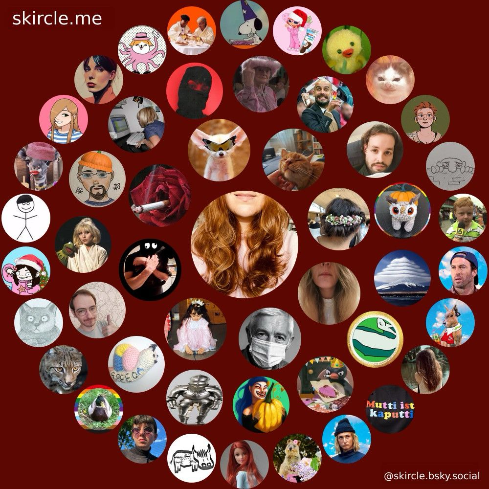 @klkeke.bsky.social's  skircle

Inner Circle:
@zuenders.bsky.social
@hvngry.bsky.social
@baklavabaddie.bsky.social
@altonese.bsky.social
@katzi.bsky.social
@klugfuchs.bsky.social
@muedekadse.bsky.social
@sapalotters.bsky.social

Middle Circle:
@faulifabuli.bsky.social
@bonnyvonriva.bsky.social
@toastertyp.bsky.social
@speedakahlo.bsky.social
@vaijns.de
@debbie-harry.bsky.social
@zamonienmeister.bsky.social
@jowa.bsky.social
@schnarah.bsky.social
@jambon.bsky.social
@deutscheguardi1.bsky.social
@graetschie.bsky.social
@owlbear-cub.bsky.fan
@erdjohann.bsky.social
@aalinger.bsky.social

Outer Circle:
@idafunkhouser.bsky.social
@laserheilkunde.bsky.social
@krawallmelie.bsky.social
@szeitungsente.bsky.social
@moabitsky.bsky.social
@heutejedochnicht.bsky.social
@laran0id.bsky.social
@myrdraal.bsky.social
@julinein.bsky.social
@punkters.bsky.social
@lacasadepopel.bsky.social
@ohokaycoolcool.bsky.social
@baklavabob.bsky.social
@sopher666.bsky.social
@katzenundkerzen.bsky.social
@scoobywhatsgood.bsky.social
@diesesjenes.bsky.social
@communist-girly.bsky.social
@fettigerbeobachter.bsky.social
@jerryfeinstaub.bsky.social
@johnnyraccoon.bsky.social
@claramara.bsky.social
@honigwachauf.bsky.social
@flemmsesfrau.bsky.social
@chemtrailpapi.bsky.social
@mrsquokka.bsky.social