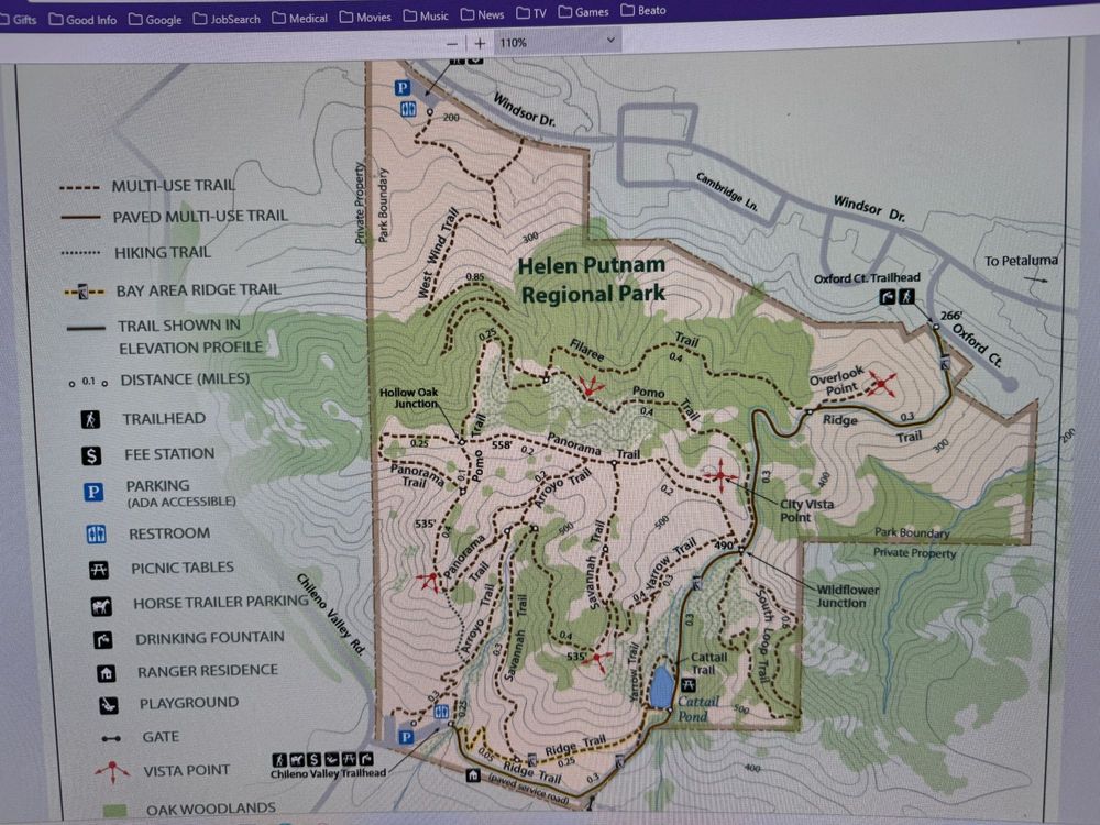 Official trail map, Helen Putnam Regional Park.