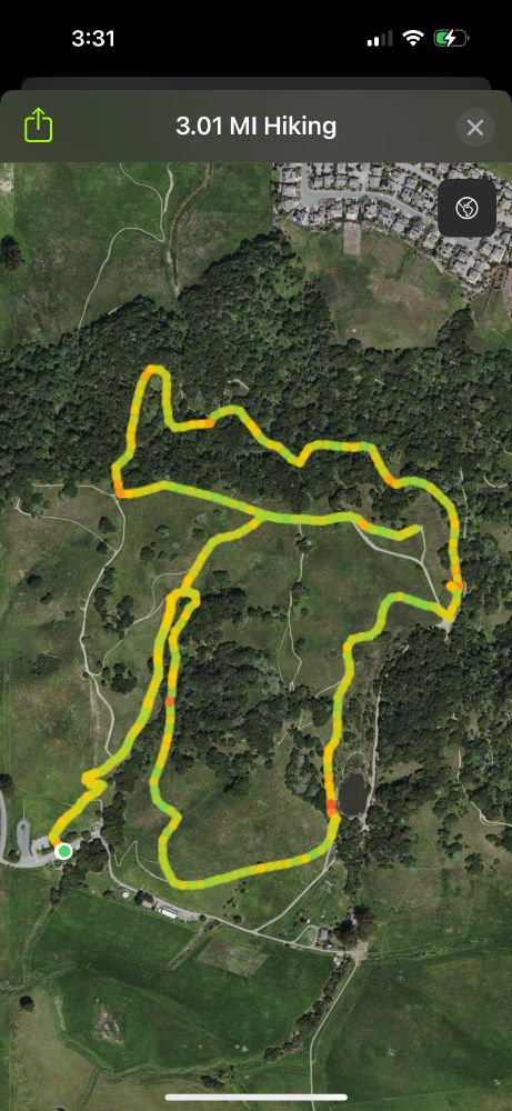 Map of my hike today, Helen Putnam Regional Park.
