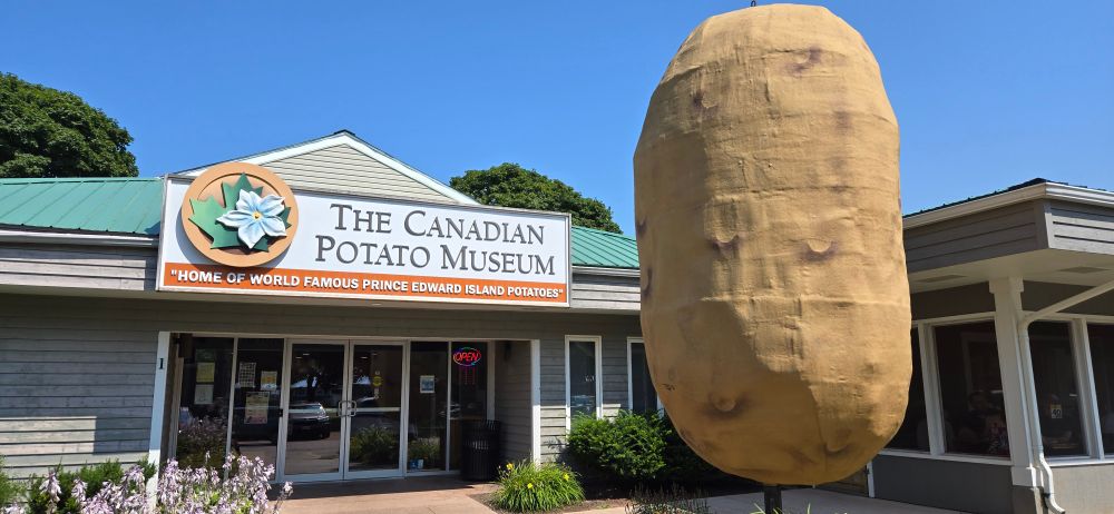 The Canadian potato museum with a giant potato statue 