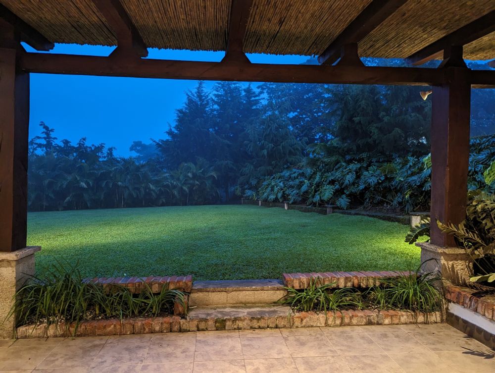 The rainy lawn at the venue in San Salvador.