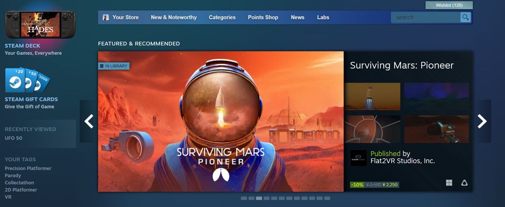 Surviving Mars Pioneer is on the Front Page of Steam