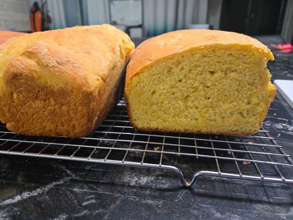 Cross section view of butternut bread.