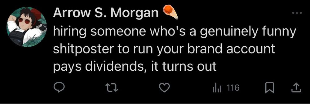 Hiring someone who is a genuinely funny shitposter pays dividends turns out 