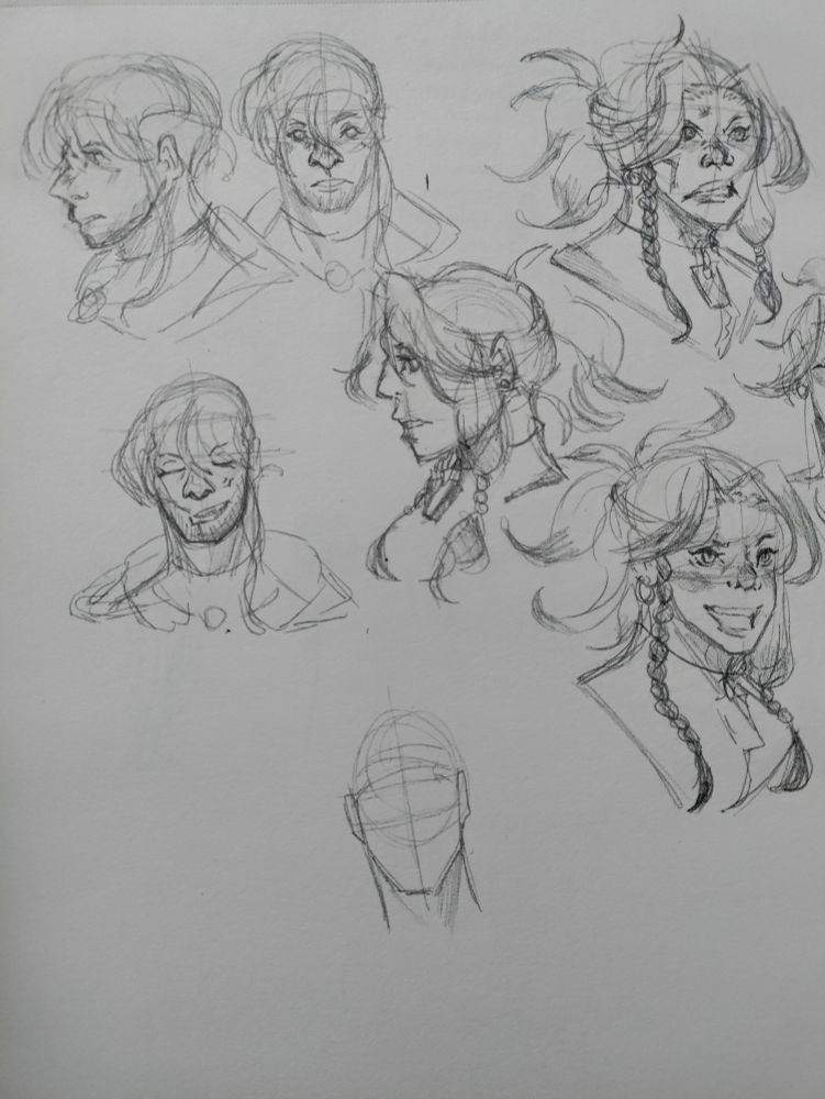 A sketch page with varying expressions