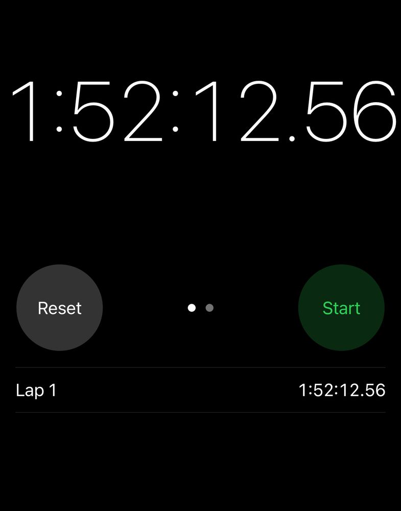 Stop watch showing 1:52:12.56