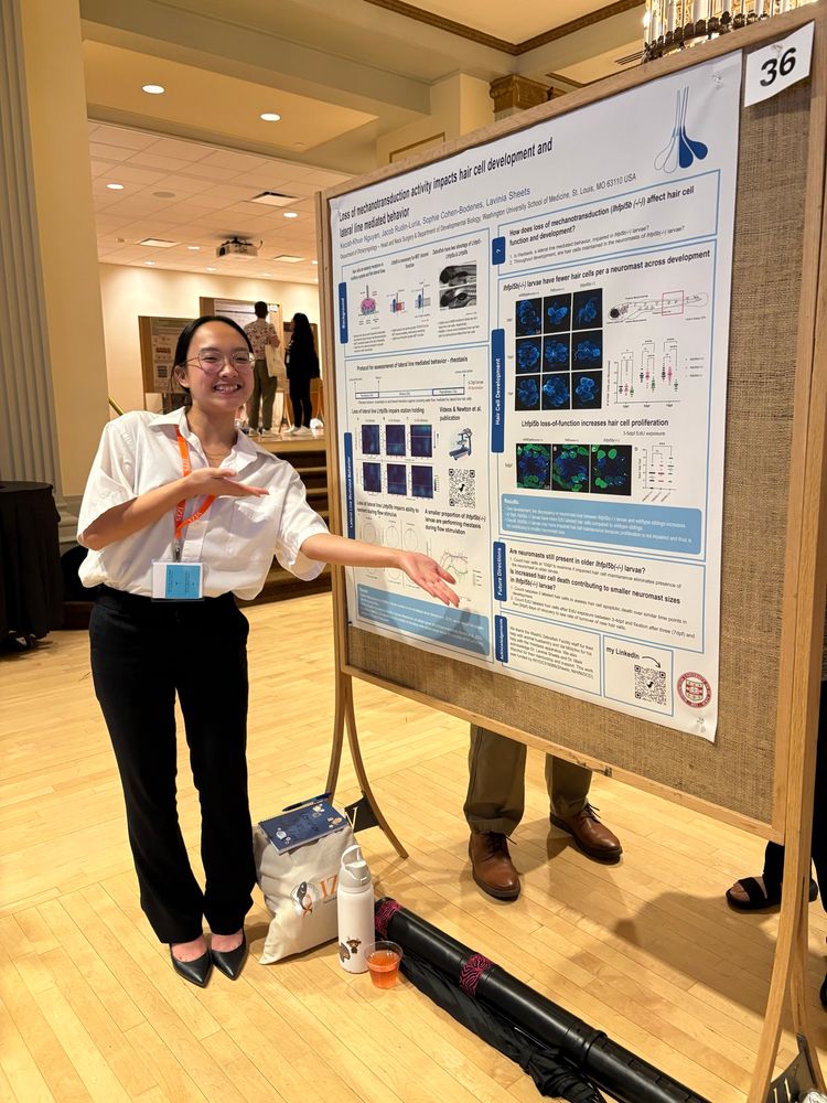 Keziah Khue-Nguyen presenting her poster at the International Zebrafish Meeting