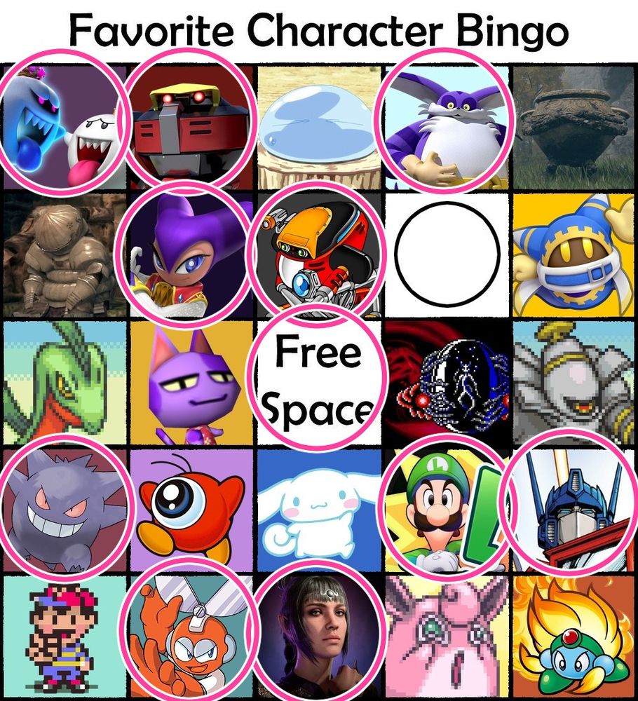 "favorite character bingo" where you circle the same characters your friend or mutual likes, that you also like. 