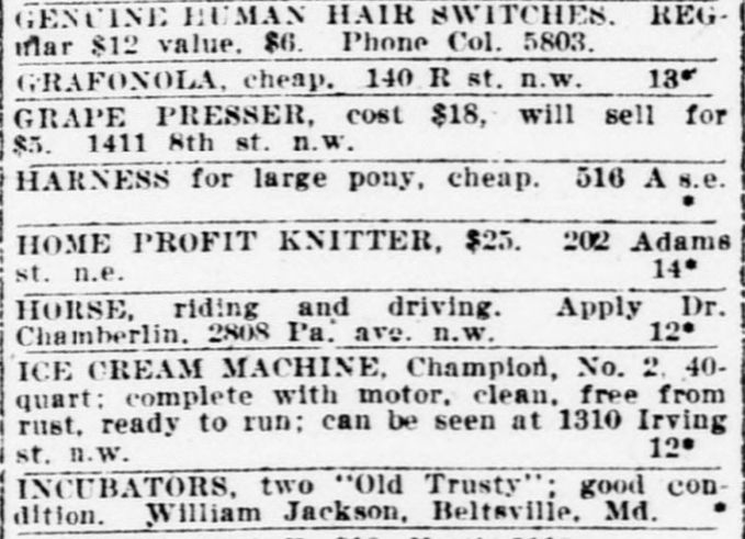 GENUINE HUMAN HAIR SWITCHES

GRAFONOLA

GRAPE PRESSER

HARNESS 

HOME PROFIT KNITTER

HORSE

ICE CREAM MACHINE

INCUBATORS