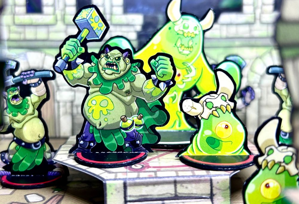 Paper minis of slime cultists orcs and their slime minions 