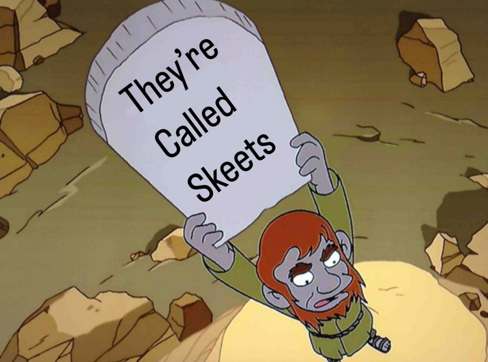 The One Commandment from Futurama dictating that “They’re called skeets”