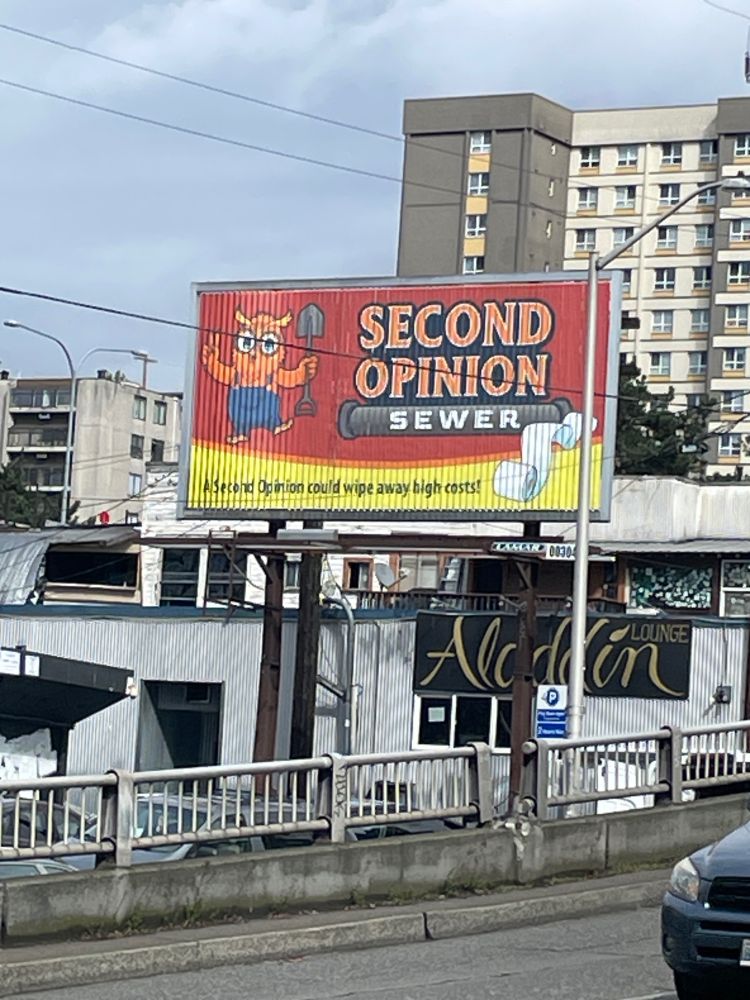 billboard that says "second opinion sewer"