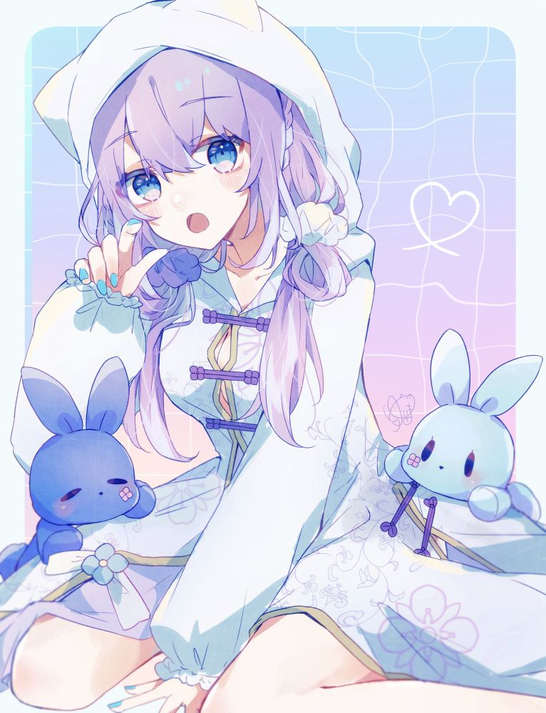 キャラデザさせていただいたvtuberの紫陽花音葉ちゃんです💠