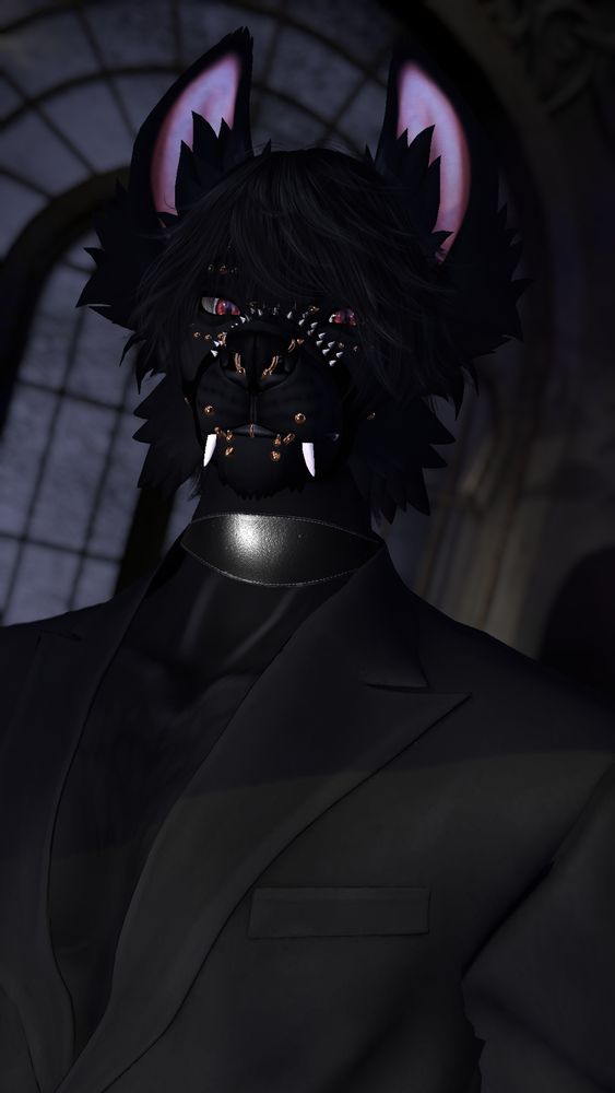 Secondlife Furry Avatar Photography, Frettchenhaus Fluffy Pupper Ears; Cerberus Eclipse Head, Purgatory Greyhound Collar, Personal Skin made by myself
