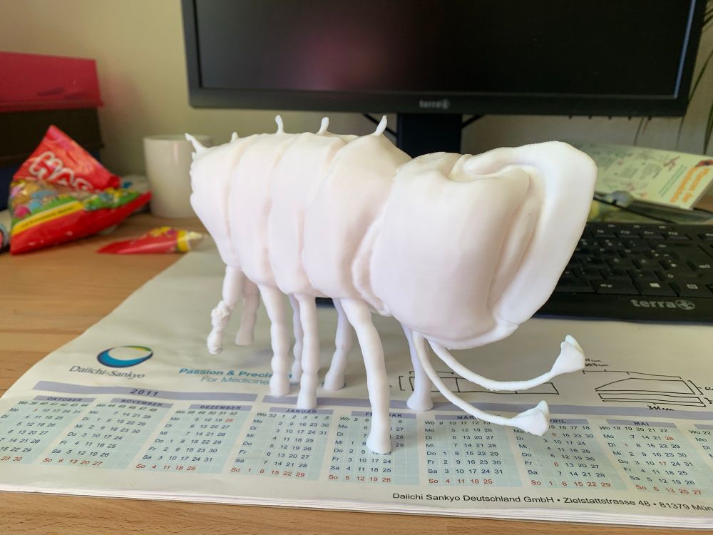 A photo of a 3d-printed pill doof for the Phtanum Museum Exhibition
