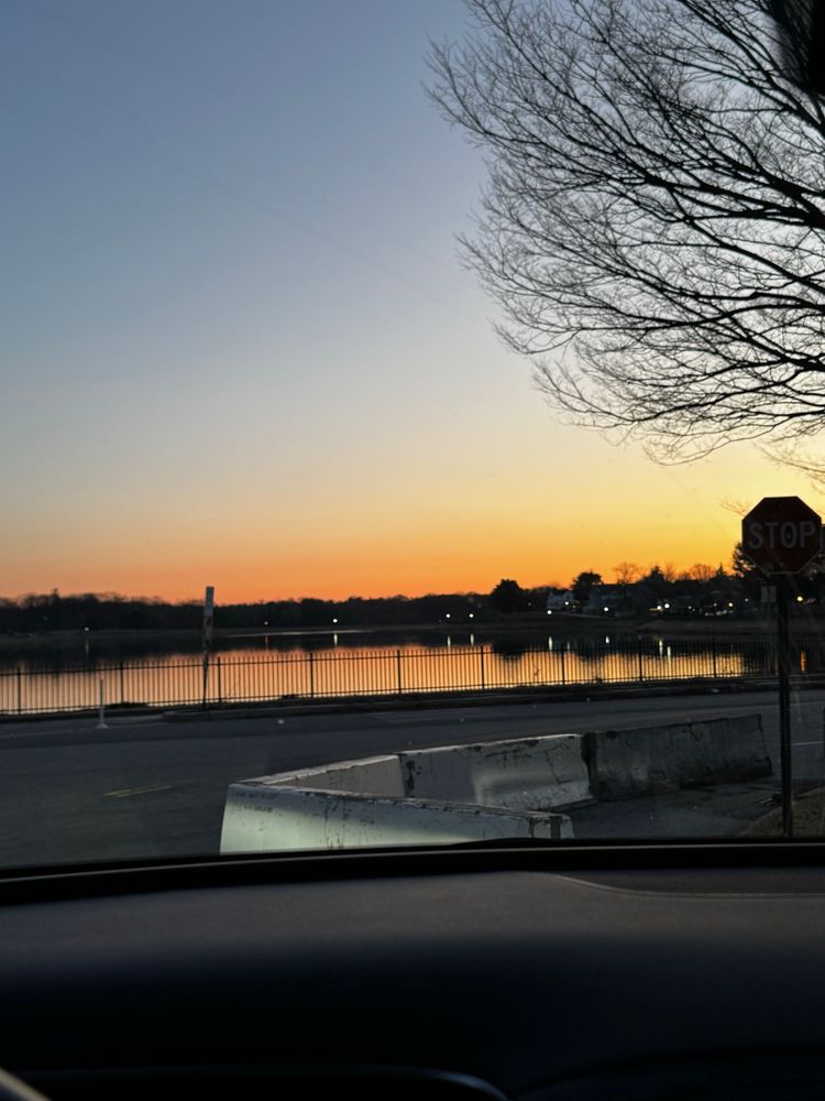 A sunrise over a small lake. 