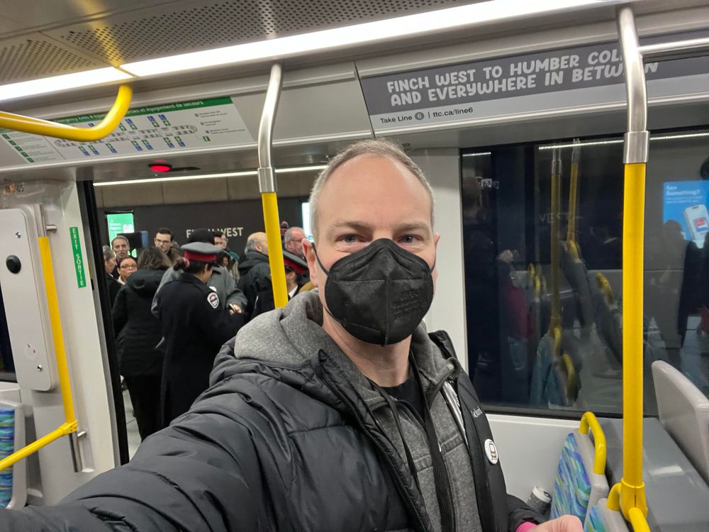 Selfie inside a Line 6 LRV with dignitaries on platform in background